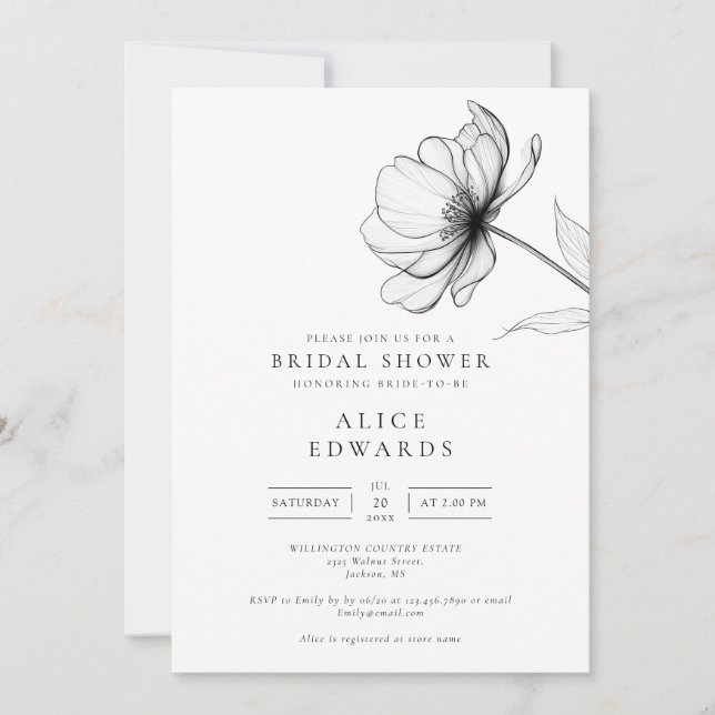 Minimalistisk chic blomsterfotografi QR-kod Bröllo Inbjudningar (Framsida)