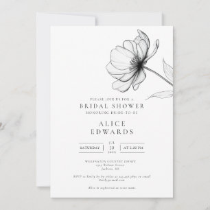 Minimalistisk chic blomsterfotografi QR-kod Bröllo Inbjudningar