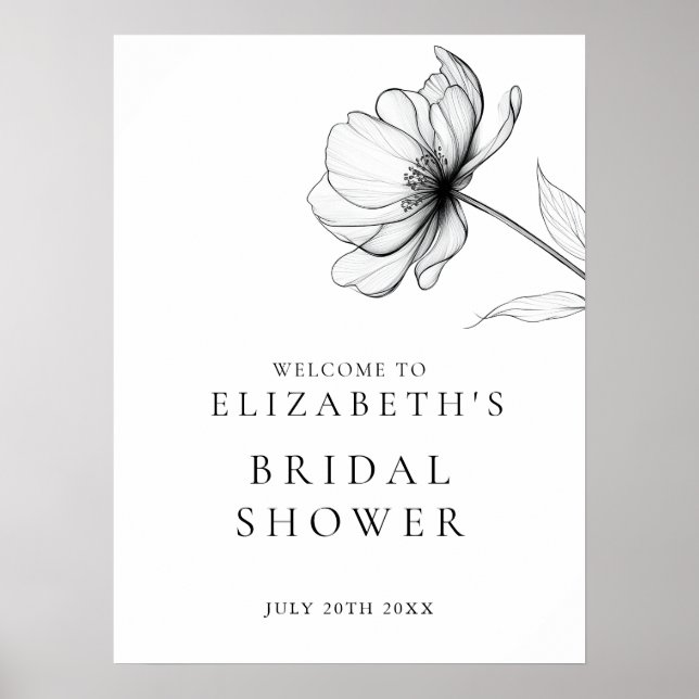 Minimalistisk Chic Blomsterlig Bröllopsfest Välkom Poster (Framsidan)