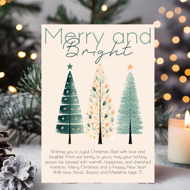 Minimalistisk Chic Boho Handritade Julgranar Julkort (Skapare uppladdad)