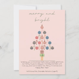 Minimalistisk Chic Boho Träd Rosa Jul Julkort