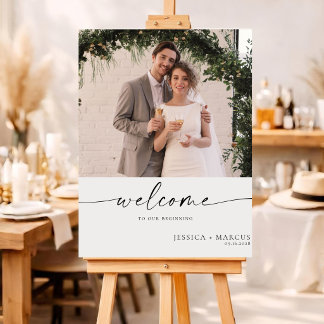 Minimalistisk Chic Bröllops Välkomstskylt Fotoaffi Poster
