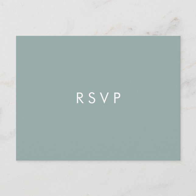 Minimalistisk chic Damblå Bröllop RSVP MÅLTIDSVAL Inbjudan Vykort (Framsida)
