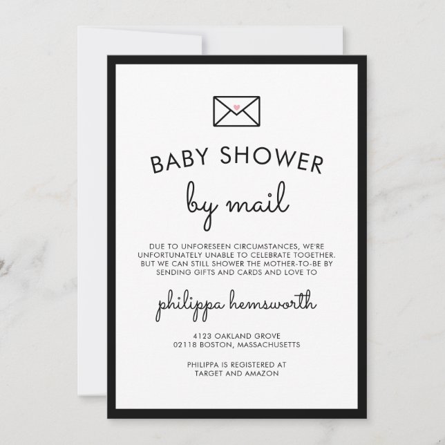 Minimalistisk Chic för babyskor efter post Inbjudningar (Framsida)