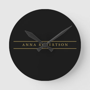Minimalistisk Chic för Black Guld Färg Professione Rund Klocka
