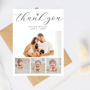 Minimalistisk Chic Fotokollage Baby Shower Tacksam Vykort