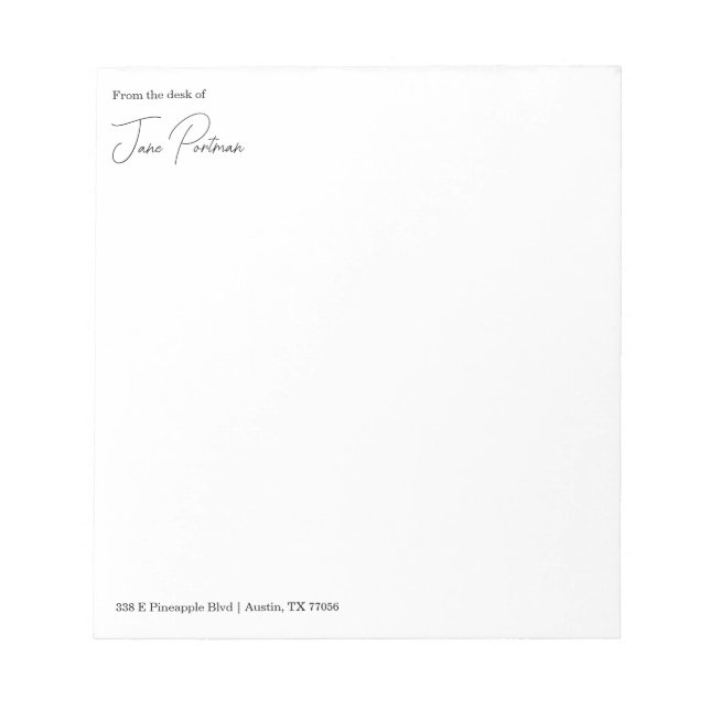 Minimalistisk Chic | Från skrivbordet Anteckningsblock (Framsida)