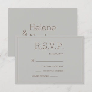 Minimalistisk chic grå guld modern bröllops-rsvp inbjudningar