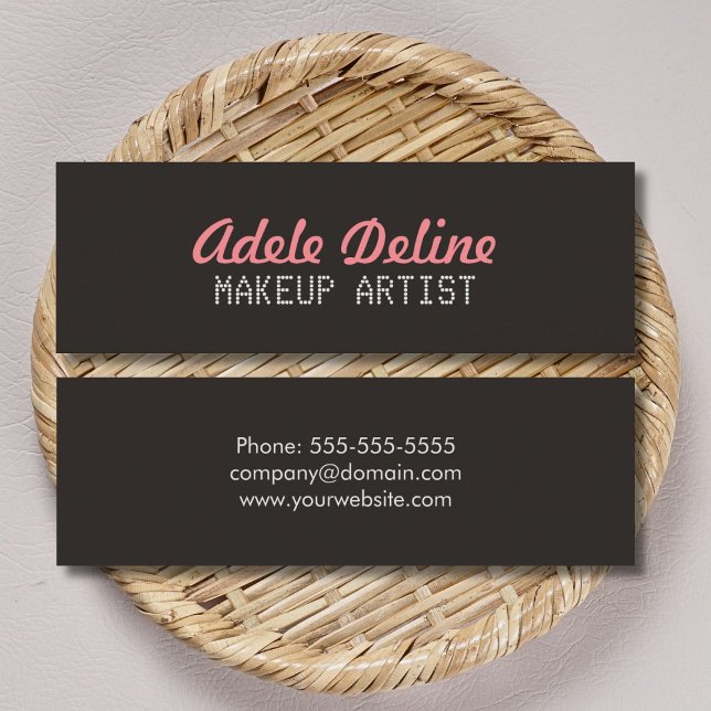 Minimalistisk Chic Grått Rosa Makeup Artist Mini Visitkort (Skapare uppladdad)