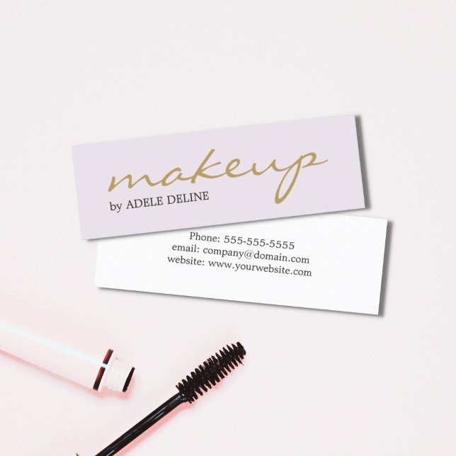 Minimalistisk Chic Guld Vit Sminkartist Mini Visitkort (Skapare uppladdad)