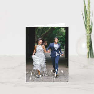 Minimalistisk Chic Hand stered Bröllop 2 Photo Tack Kort