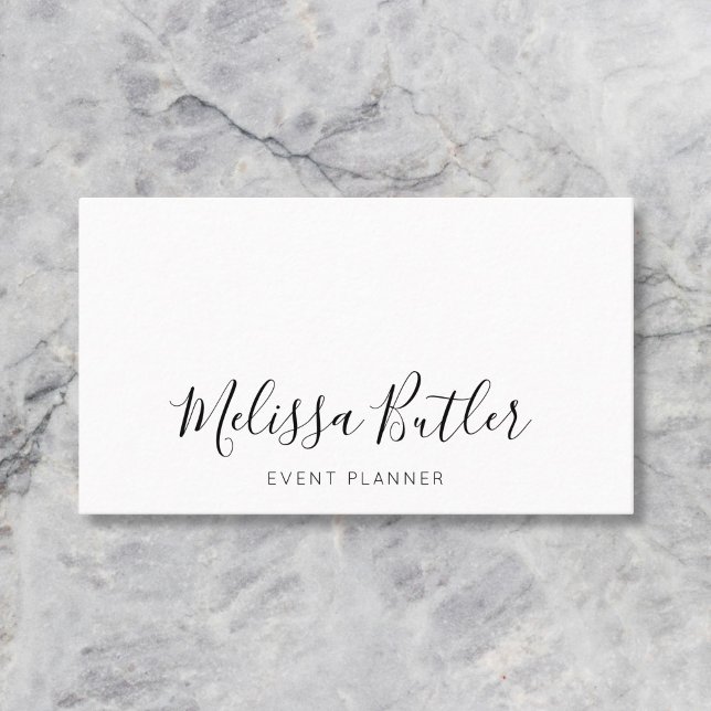 Minimalistisk Chic handskriven Calligraphy White Visitkort (Skapare uppladdad)