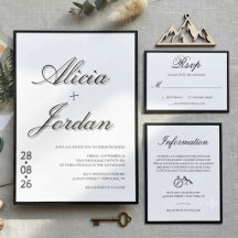 Minimalistisk Chic Kalligrafi Bröllopsinbjudan