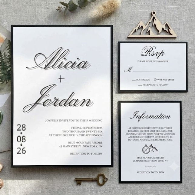 Minimalistisk Chic Kalligrafi Bröllopsinbjudan Inbjudningar (Skapare uppladdad)