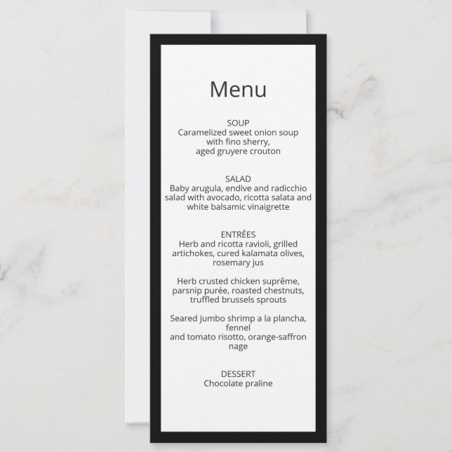 Minimalistisk Chic Kalligrafi Bröllopsmeny Kort (Framsida)