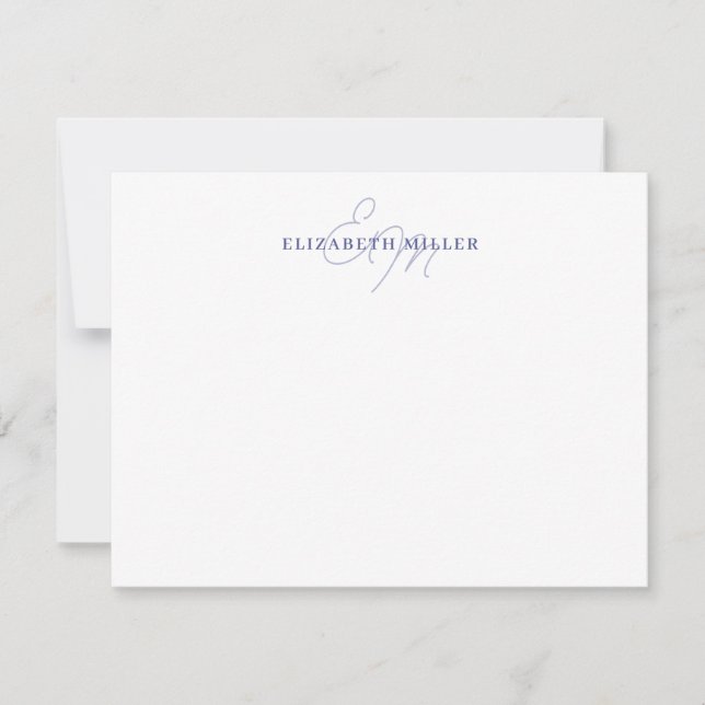 Minimalistisk Chic Lilafärgad Violett 2 Script Mon Anteckningskort (Framsida)