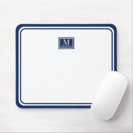 Minimalistisk Chic Marinblå Monogram Dubbelkant Musmatta