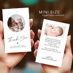 Minimalistisk chic MINI STORLEK foto tack baby Anteckningskort