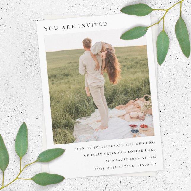 Minimalistisk chic | Modern enkel foto Bröllop Inbjudningar (Skapare uppladdad)
