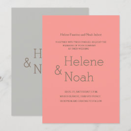 Minimalistisk chic, modern grått enkel bröllop inbjudningar