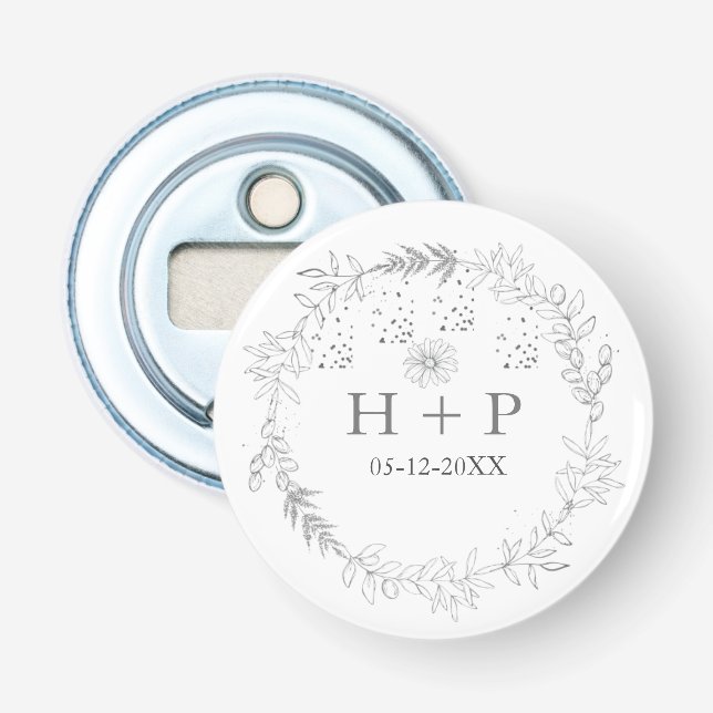 Minimalistisk Chic Monogram Formal Bröllop Cocktai Flasköppnare (Framsidan)