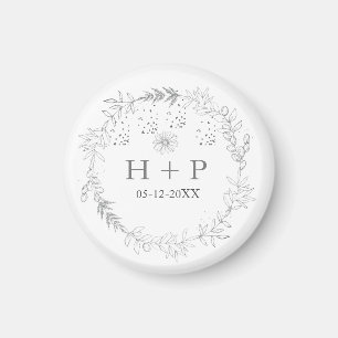 Minimalistisk Chic Monogram Formal Bröllop Cocktai Magnet