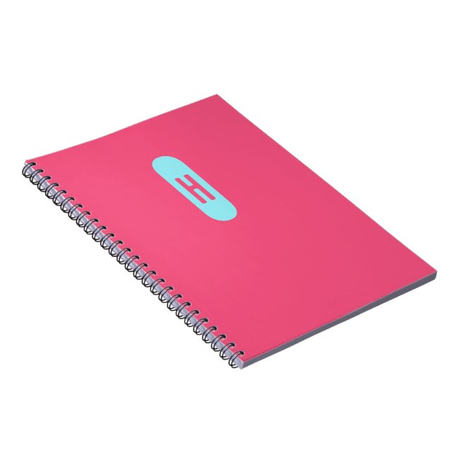 Minimalistisk Chic, Monogram Rosa Blue Anteckningsbok (Högra Sidan)