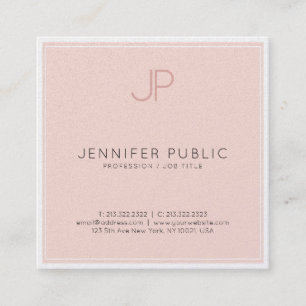 Minimalistisk Chic Monogram Trendig Rosa Luxury Fyrkantigt Visitkort