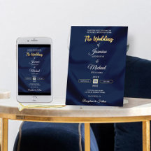 Minimalistisk Chic Navy & Guld Skrift Bröllop Eleg