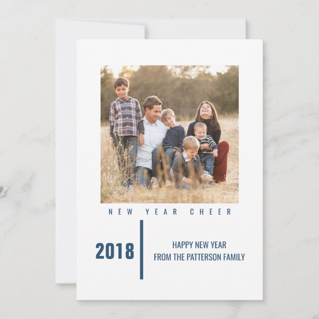 Minimalistisk Chic - nyårs fotokort | Blå Julkort (Framsida)