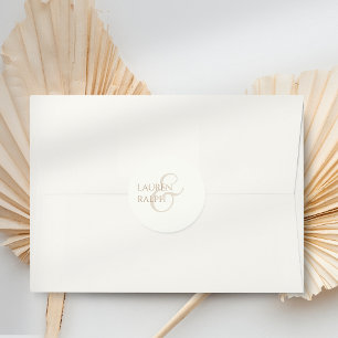 Minimalistisk chic och ivorianskript Bröllop Runt Klistermärke