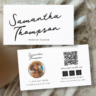 Minimalistisk Chic QR-kod Foto Social Media Icons Visitkort