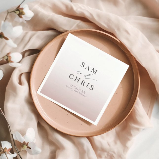 Minimalistisk Chic Rosa Guld Monogram Bröllop Pappersservett (Skapare uppladdad)