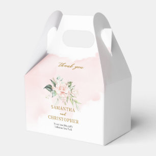 Minimalistisk chic rosa ros eucalyptus guld bröllo presentaskar