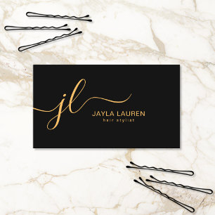 Minimalistisk Chic Stilfull Skriptmonogram Svart G Visitkort