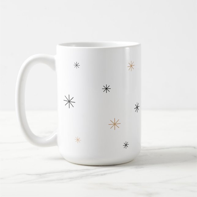 Minimalistisk Chic Svart + Guld Anpassningsbar Snö Kaffemugg (Vänster)