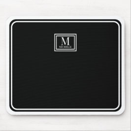Minimalistisk Chic Svart Monogram Dubbel Kant Musmatta