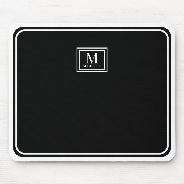 Minimalistisk Chic Svart Monogram Dubbel Kant Musmatta (Framsidan)
