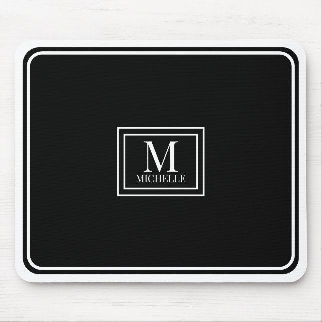 Minimalistisk Chic Svart Monogram Dubbelkant Musmatta (Framsidan)