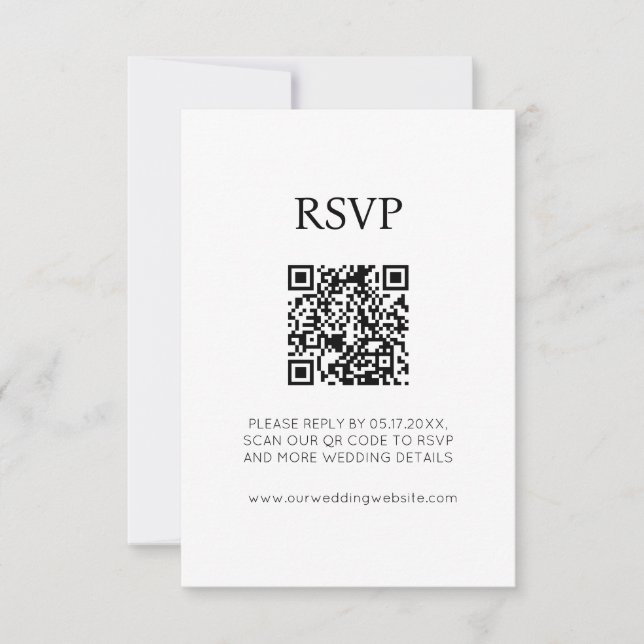 Minimalistisk Chic Svart och Vitt Bröllop RSVP Inbjudningar (Framsida)