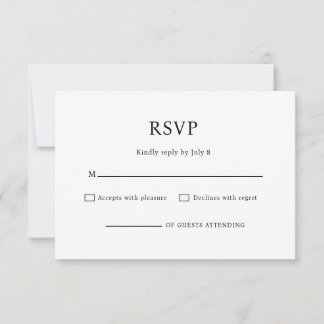 Minimalistisk Chic Svart och Vitt Bröllops-RSVP OSA Kort