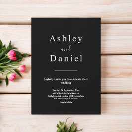 Minimalistisk Chic Svart Och Vitt Formellt Bröllop Inbjudningar