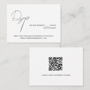 Minimalistisk Chic svart Vit QR-kod bröllop Tilläggskort