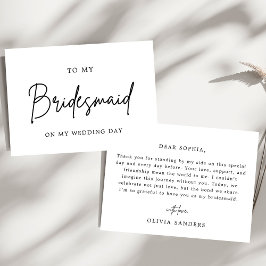 Minimalistisk Chic till min Bridesmaid-Bröllopsdag Tack Kort