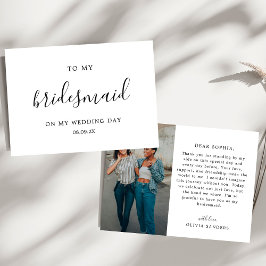 Minimalistisk Chic till min Bridesmaid-Bröllopsdag Tack Kort