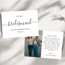 Minimalistisk Chic till min Bridesmaid-Bröllopsdag Tack Kort