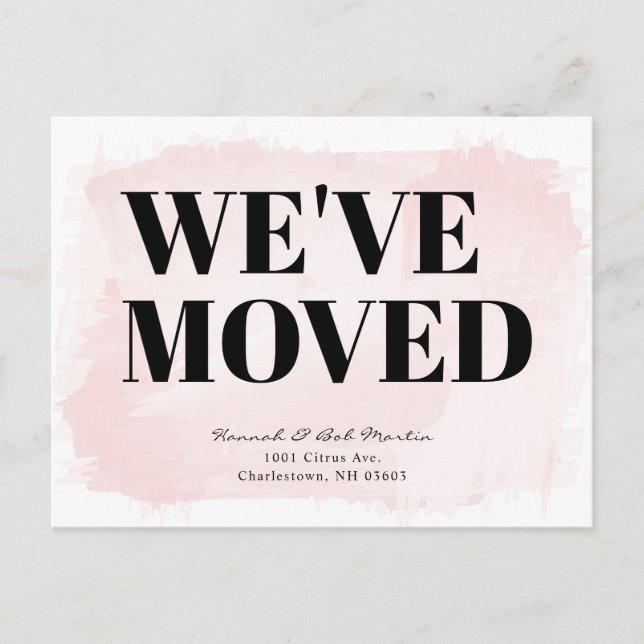 Minimalistisk Chic VattenfärgsFlytta för  Rosa Meddelande Vykort (Framsida)