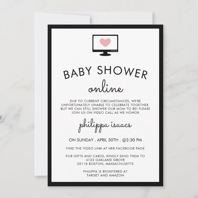 Minimalistisk Chic, Virtuellare babyskor Inbjudningar (Framsida)