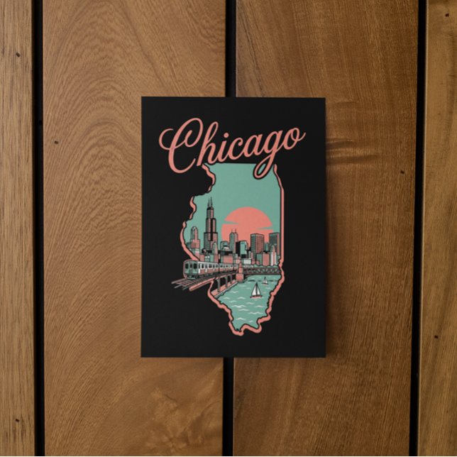 Minimalistisk Chicago Illinois Stad Logotyp Vykort (Minimalist Chicago Illinois City Logo Postcard)
