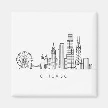 Minimalistisk Chicago Skyline Linje Konst